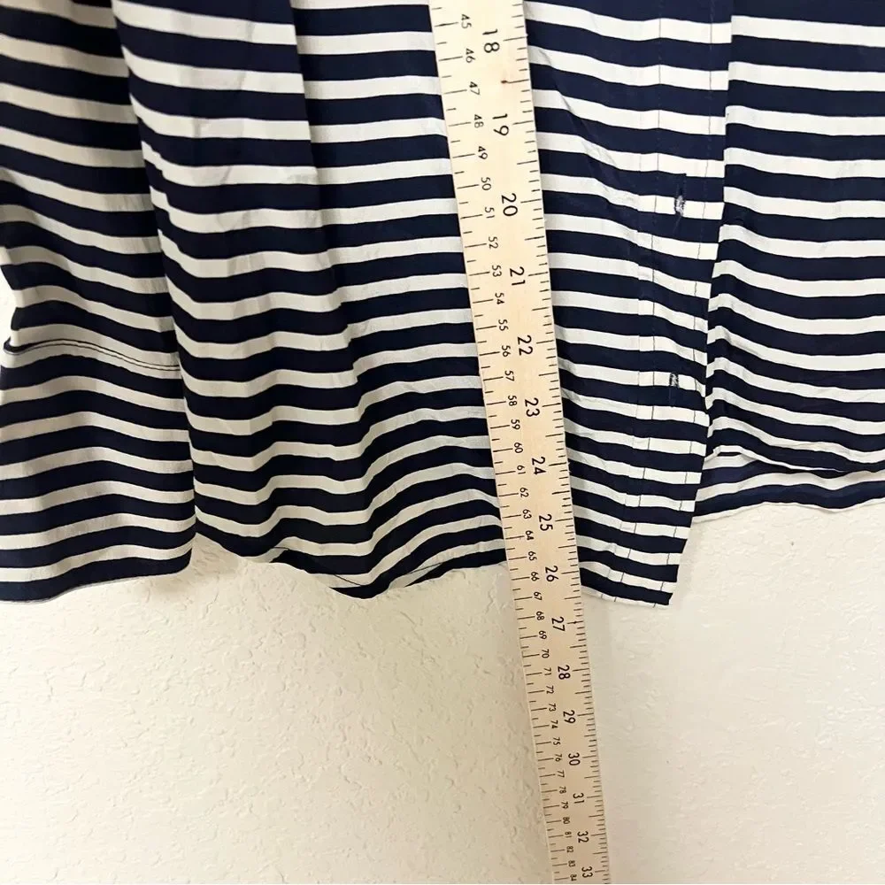 J. Crew Womens Size 0 Navy Cream Striped 100% Silk The Boy Shirt Button Down